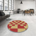 Round Machine Washable Transitional Red Rug in a Office, wshpat1115
