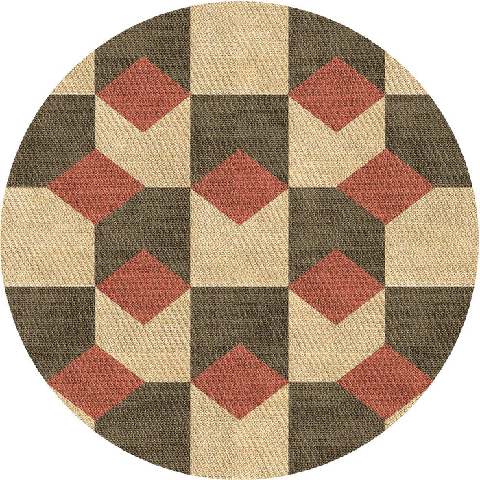 Square Patterned Saddle Brown Rug, pat1116brn