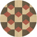 Square Patterned Saddle Brown Rug, pat1116brn