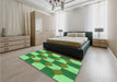 Patterned Green Rug in a Bedroom, pat1116grn