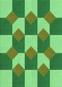 Machine Washable Transitional Green Rug, wshpat1116grn