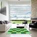 Square Patterned Green Rug in a Living Room, pat1116grn