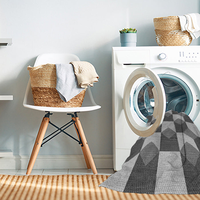 Machine Washable Transitional Silver Gray Rug in a Washing Machine, wshpat1116gry