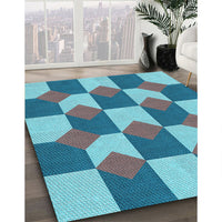 Patterned Azure Blue Rug, pat1116lblu