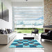 Square Patterned Azure Blue Rug in a Living Room, pat1116lblu