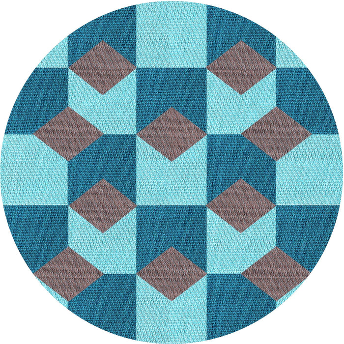 Square Patterned Azure Blue Rug, pat1116lblu