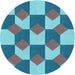 Square Patterned Azure Blue Rug, pat1116lblu