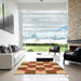 Square Patterned Yellow Orange Rug in a Living Room, pat1116org