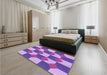 Patterned Blue Violet Purple Rug in a Bedroom, pat1116pur