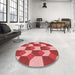 Round Patterned Light Coral Pink Rug in a Office, pat1116rd