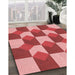 Patterned Light Coral Pink Rug in Family Room, pat1116rd