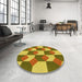 Round Patterned Dark Bisque Brown Rug in a Office, pat1116yw