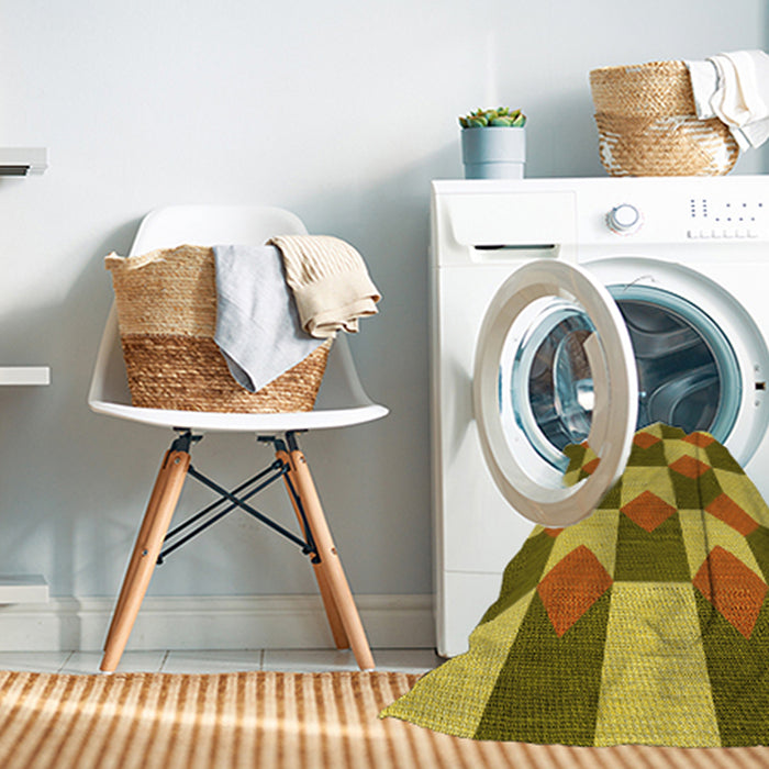 Machine Washable Transitional Dark Bisque Brown Rug in a Washing Machine, wshpat1116yw