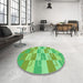 Round Patterned Green Rug in a Office, pat1117grn