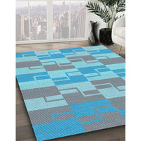 Patterned Silk Blue Rug, pat1117lblu