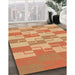 Patterned Yellow Orange Rug in Family Room, pat1117org