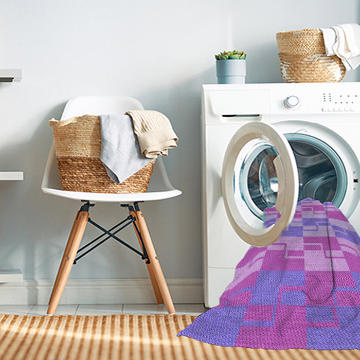 Machine Washable Transitional Bright Lilac Purple Rug in a Washing Machine, wshpat1117pur