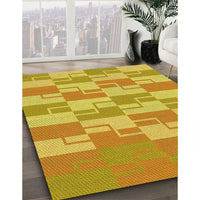 Patterned Bright Gold Yellow Rug, pat1117yw