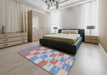 Patterned Light Steel Blue Novelty Rug in a Bedroom, pat1117