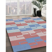 Patterned Light Steel Blue Novelty Rug, pat1117