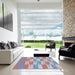 Square Patterned Light Steel Blue Novelty Rug in a Living Room, pat1117