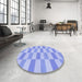 Round Patterned Light Slate Blue Rug in a Office, pat1118blu