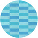 Square Patterned Deep Sky Blue Rug, pat1118lblu