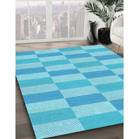 Patterned Deep Sky Blue Rug, pat1118lblu