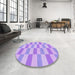 Round Patterned Mauve Purple Rug in a Office, pat1118pur