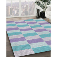 Patterned Slate Blue Grey Novelty Rug, pat1118