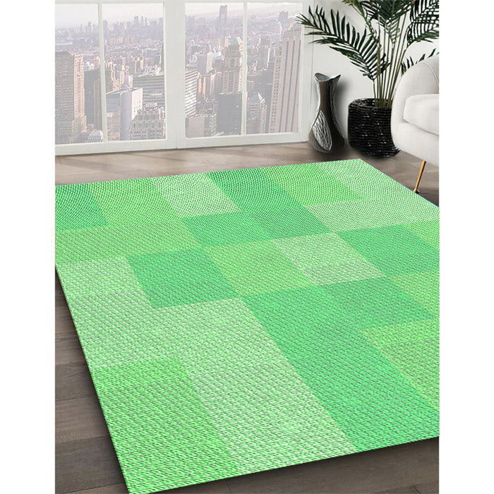 Patterned Green Rug in Family Room, pat1119grn