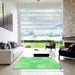 Machine Washable Transitional Green Rug in a Kitchen, wshpat1119grn