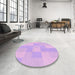 Round Patterned Purple Rug in a Office, pat1119pur