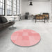 Round Patterned Red Rug in a Office, pat1119rd