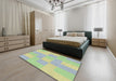 Machine Washable Transitional Green Rug in a Bedroom, wshpat1119