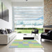 Square Patterned Green Novelty Rug in a Living Room, pat1119