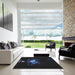 Square Patterned Black Novelty Rug in a Living Room, pat111