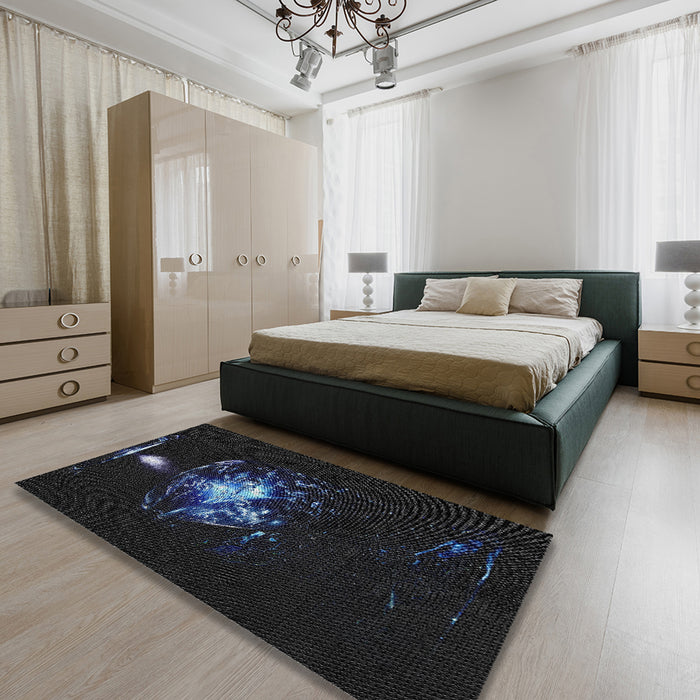 Machine Washable Transitional Black Rug in a Bedroom, wshpat111