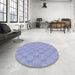 Round Patterned Blue Rug in a Office, pat112blu