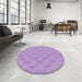 Round Patterned Blossom Pink Rug in a Office, pat112pur