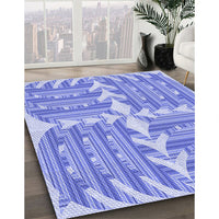 Patterned Pastel Blue Rug, pat1120blu