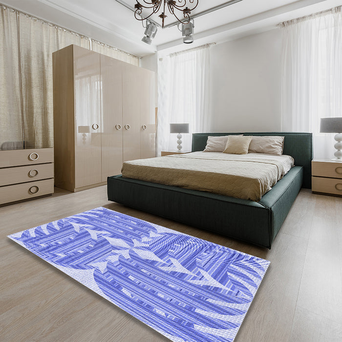 Patterned Pastel Blue Rug in a Bedroom, pat1120blu