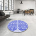 Round Patterned Pastel Blue Rug in a Office, pat1120blu