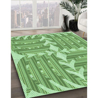 Patterned Dark Lime Green Rug, pat1120grn