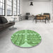 Round Patterned Dark Lime Green Rug in a Office, pat1120grn