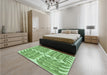 Patterned Dark Lime Green Rug in a Bedroom, pat1120grn