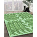 Patterned Dark Lime Green Rug in Family Room, pat1120grn