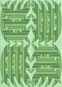 Machine Washable Transitional Dark Lime Green Rug, wshpat1120grn