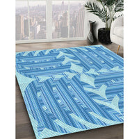 Patterned Neon Blue Rug, pat1120lblu