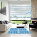 Square Patterned Neon Blue Rug in a Living Room, pat1120lblu